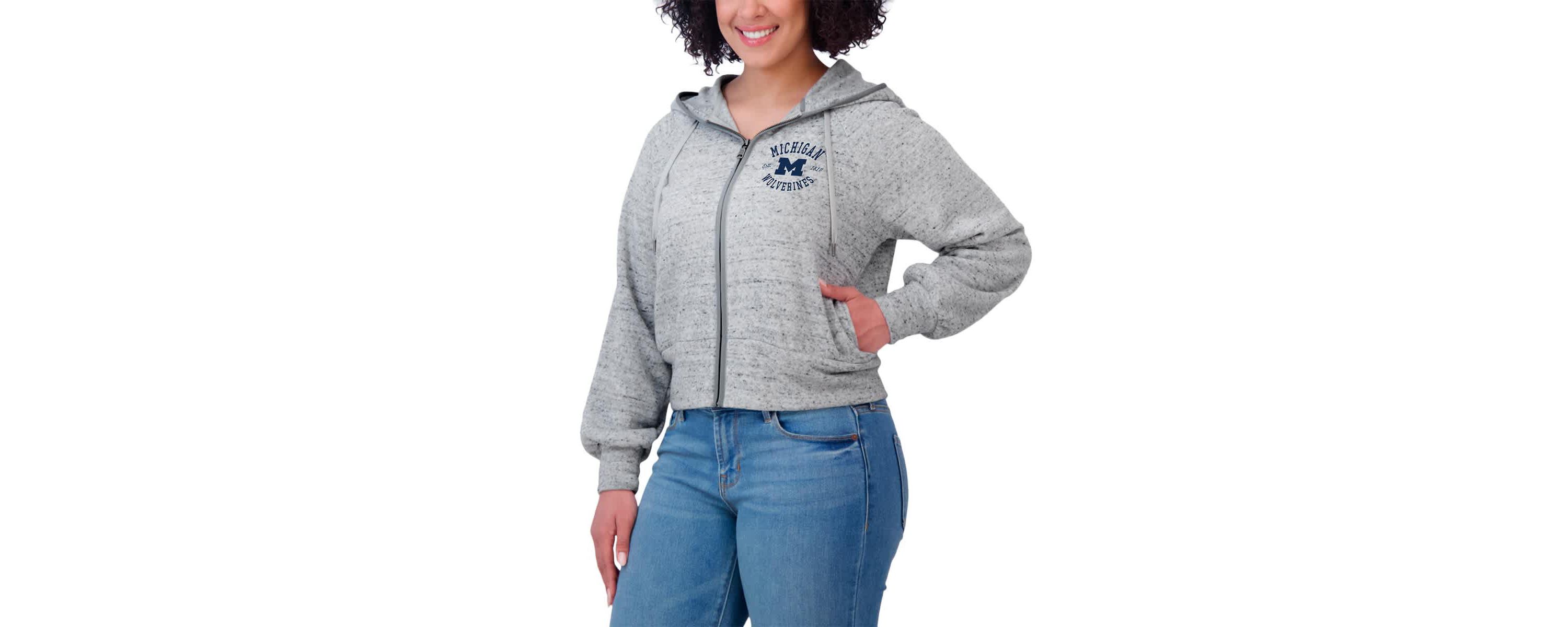 NCAA Michigan Wolverines Wear Speckle Double-Hit Raglan Full-Zip Hoodie