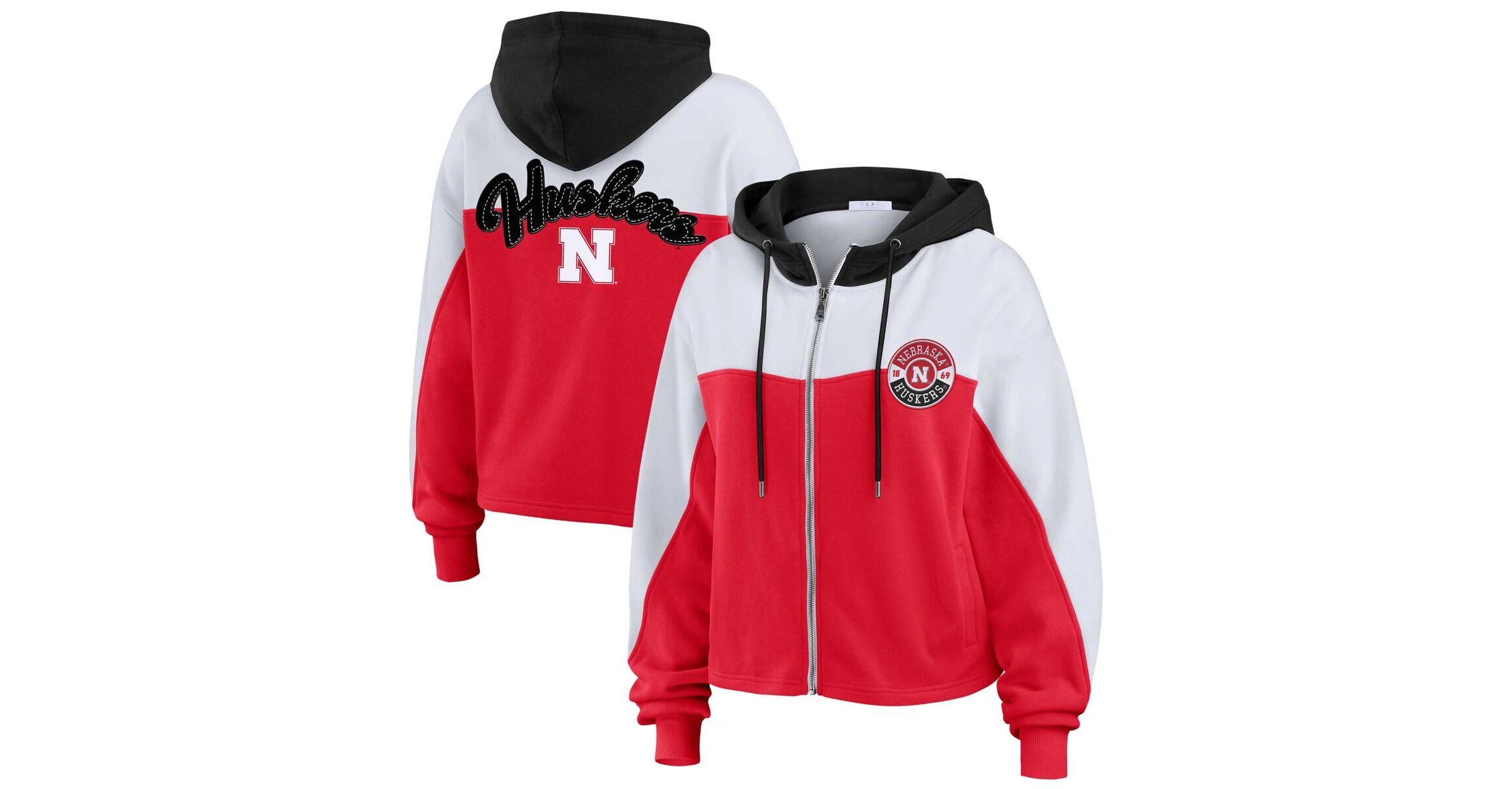 NCAA Nebraska Huskers Color-Block Full-Zip Hoodie