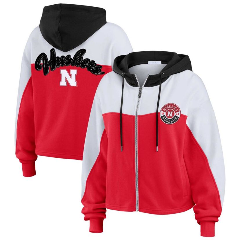 NCAA Nebraska Huskers Color-Block Full-Zip Hoodie