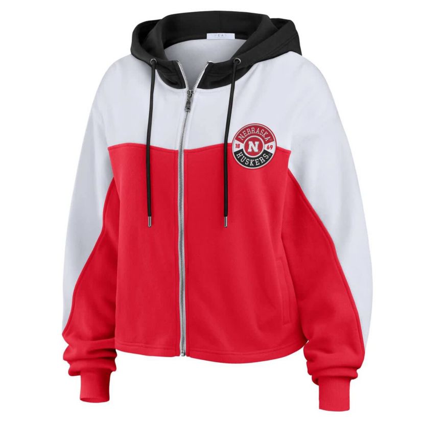 NCAA Nebraska Huskers Color-Block Full-Zip Hoodie