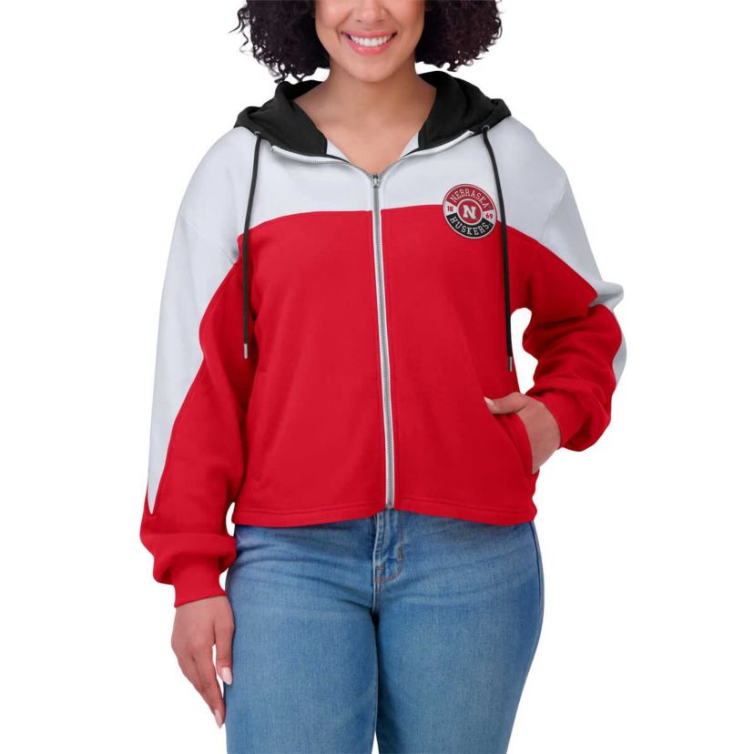 NCAA Nebraska Huskers Color-Block Full-Zip Hoodie