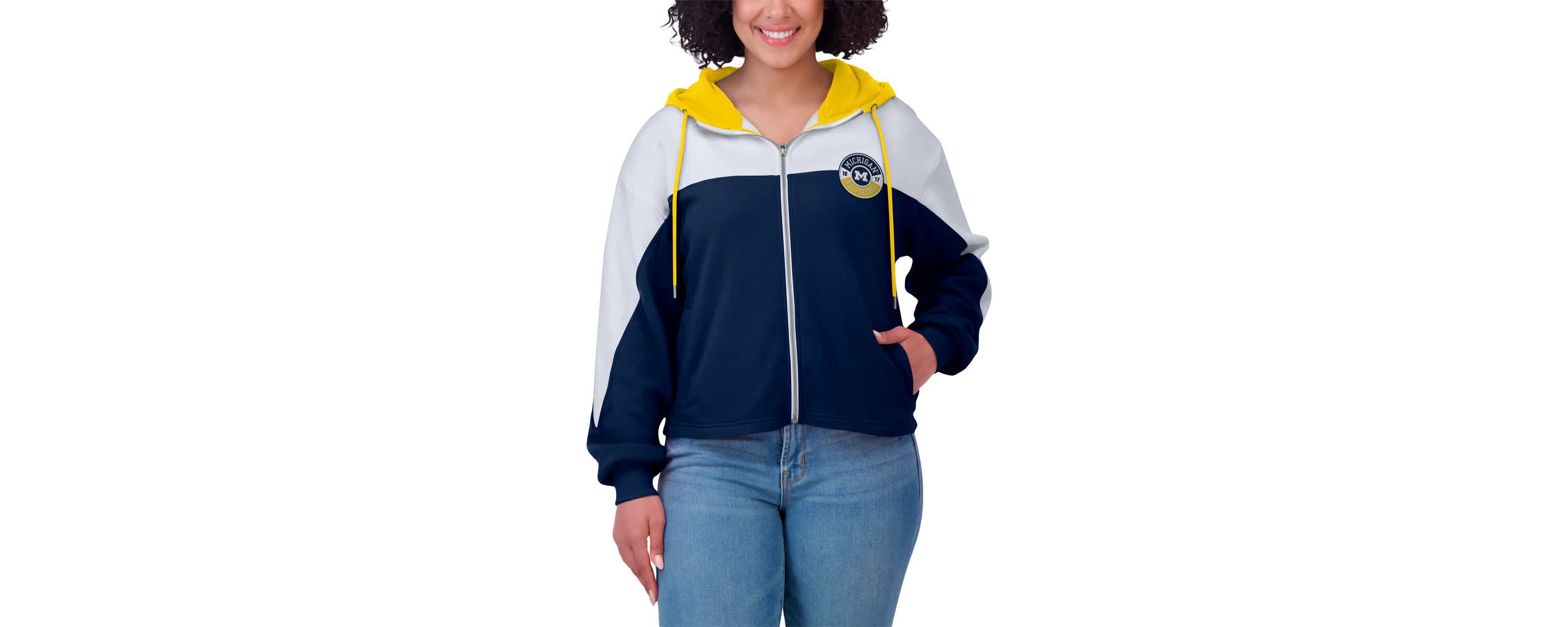 NCAA Michigan Wolverines Color-Block Full-Zip Hoodie