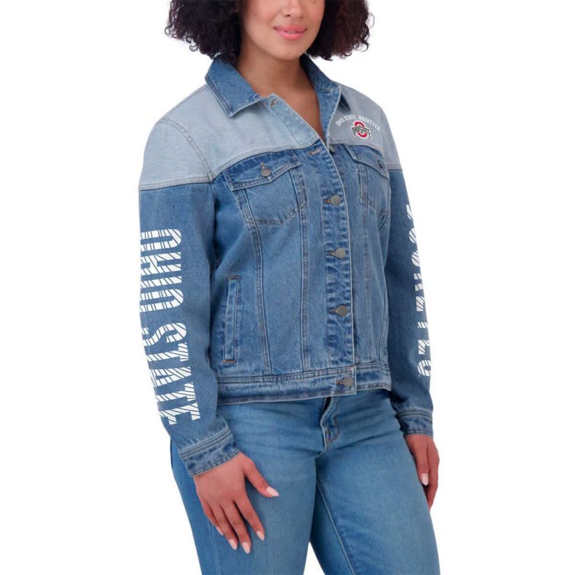 NCAA Ohio State Buckeyes Sleeve Hit Colorblock Button-Down Jacket