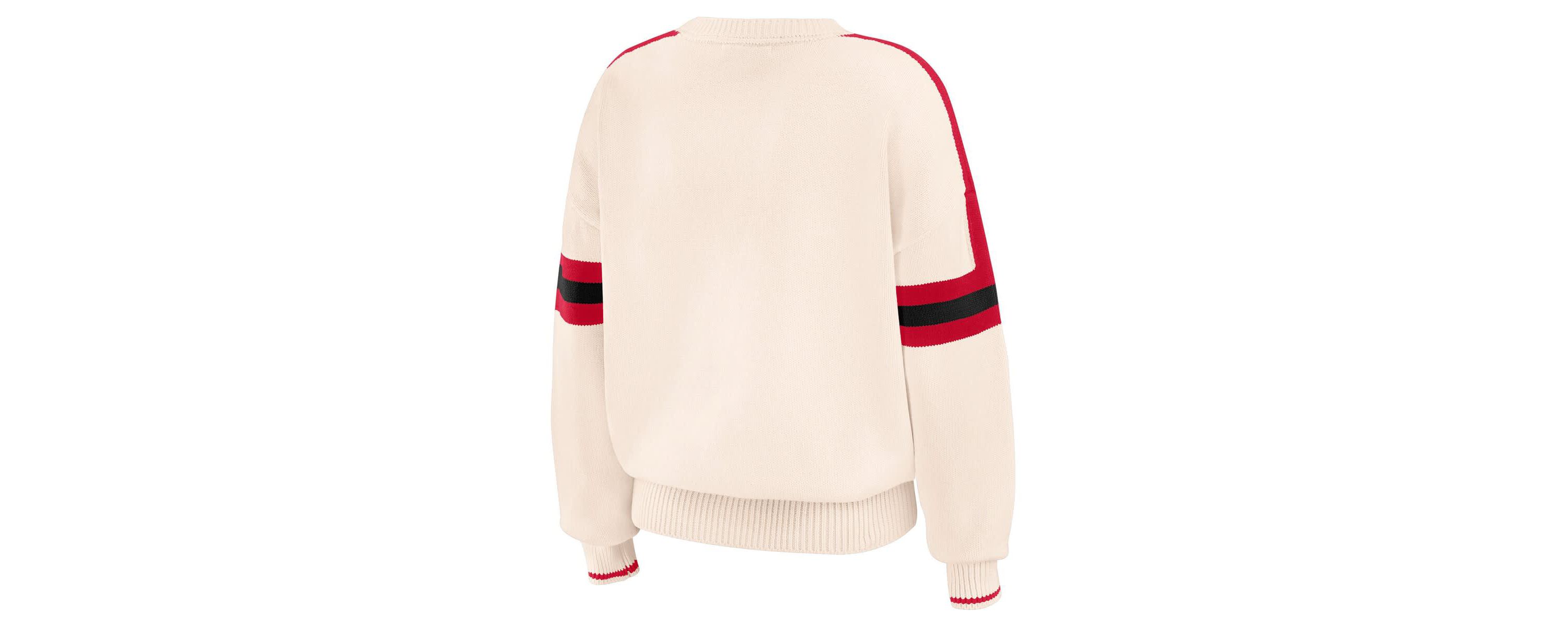 NCAA Wisconsin Badgers Chenille Woven Patch Stripe Pullover Sweater