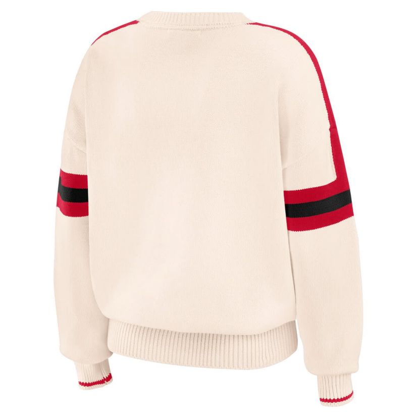 NCAA Wisconsin Badgers Chenille Woven Patch Stripe Pullover Sweater