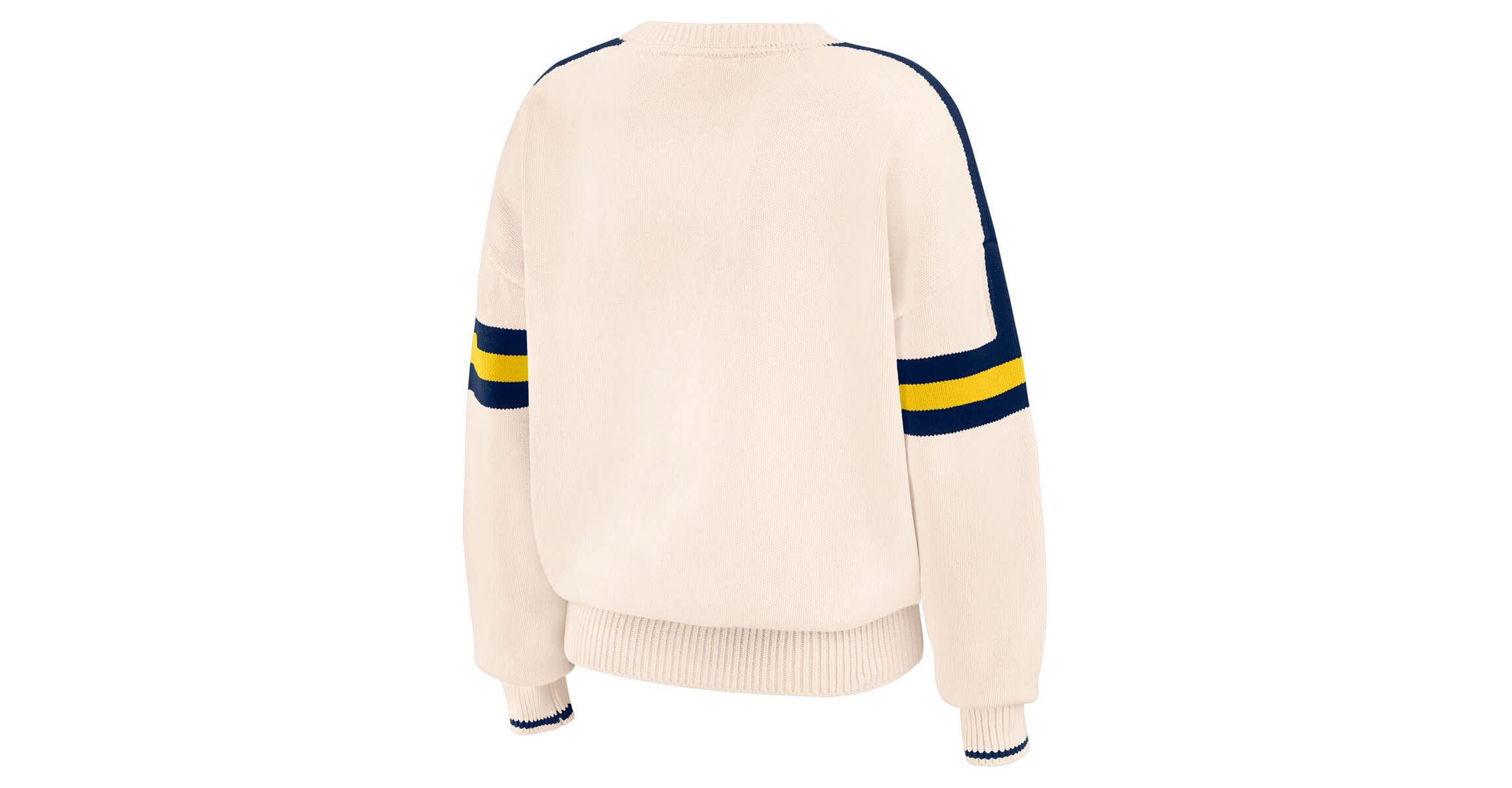 NCAA Michigan Wolverines Chenille Woven Patch Stripe Pullover Sweater