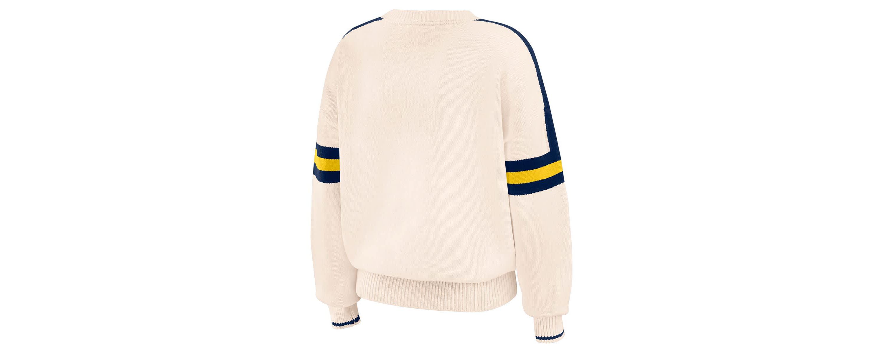 NCAA Michigan Wolverines Chenille Woven Patch Stripe Pullover Sweater