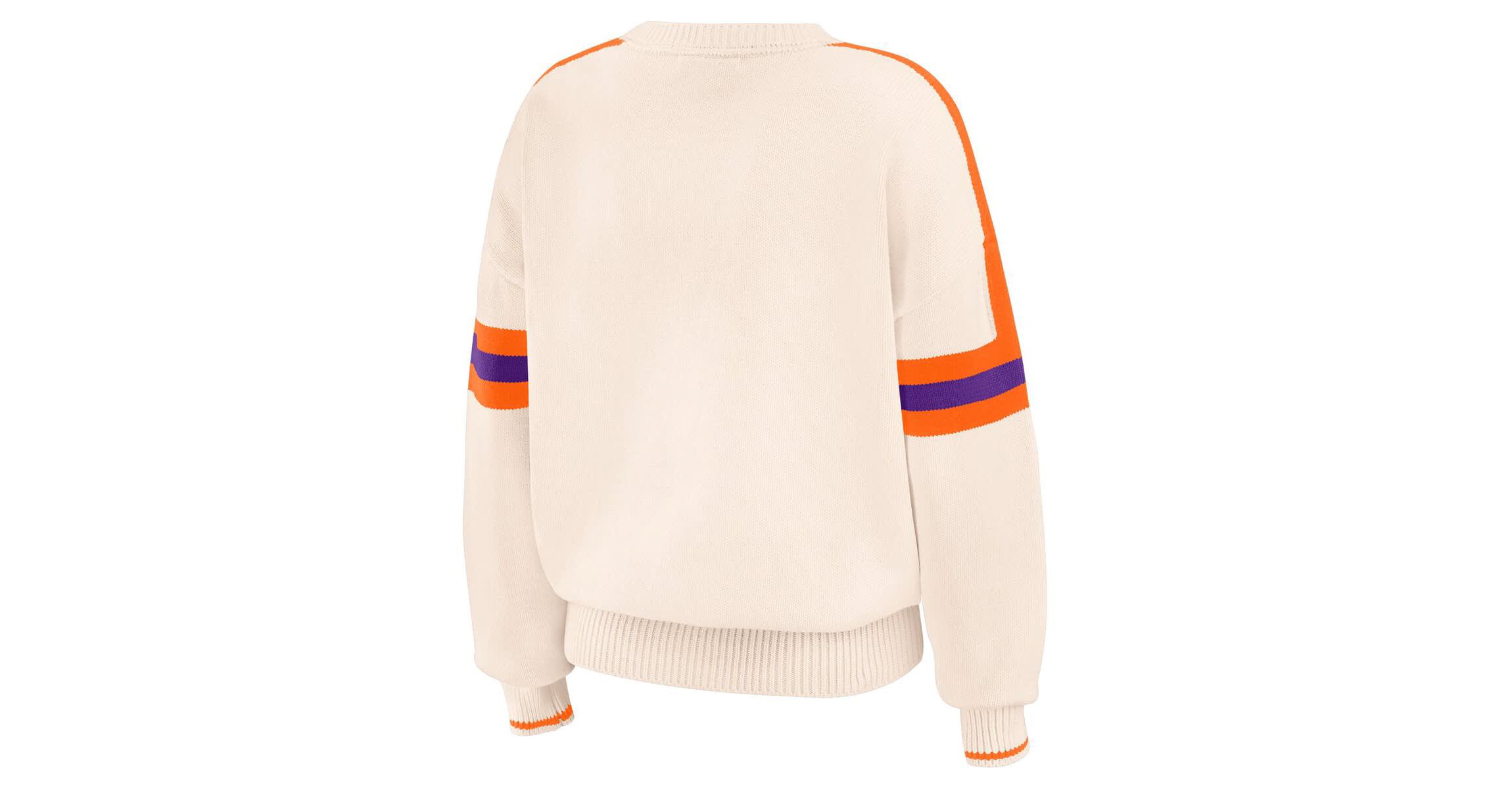 NCAA Clemson Tigers Chenille Woven Patch Stripe Pullover Sweater