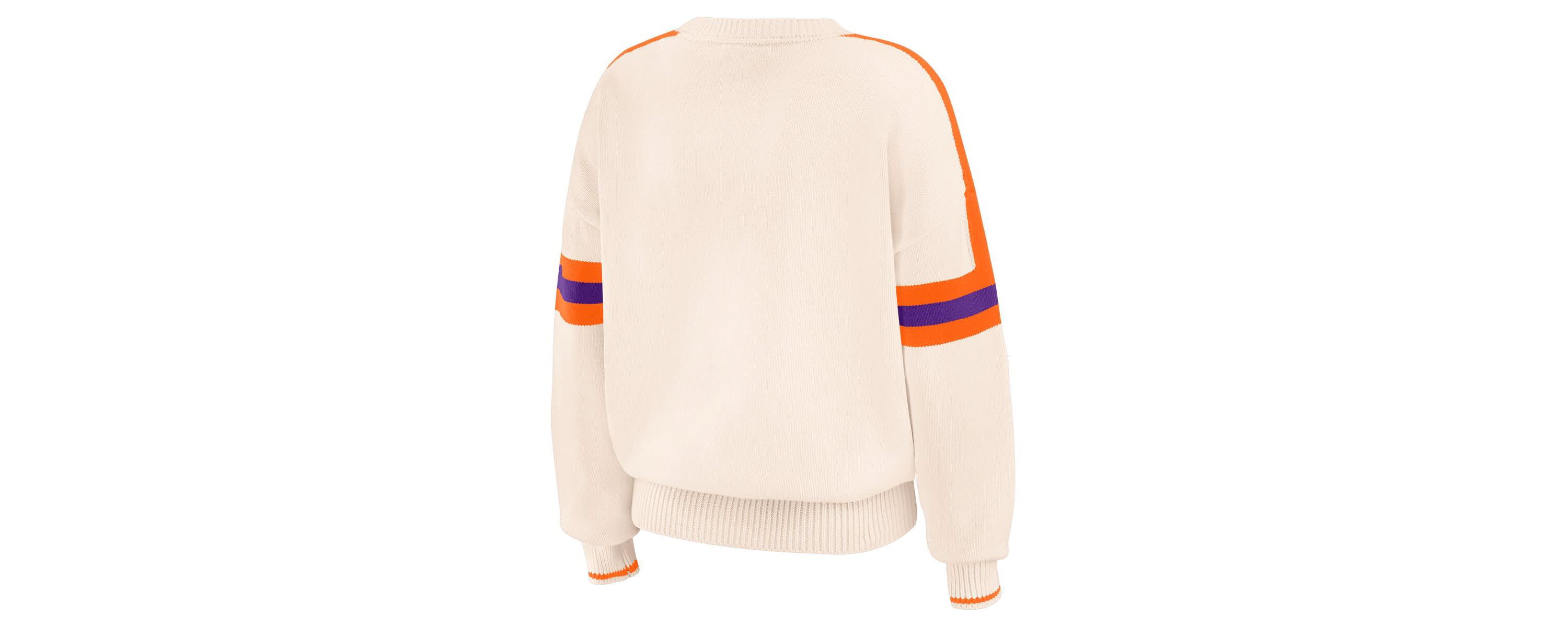 NCAA Clemson Tigers Chenille Woven Patch Stripe Pullover Sweater