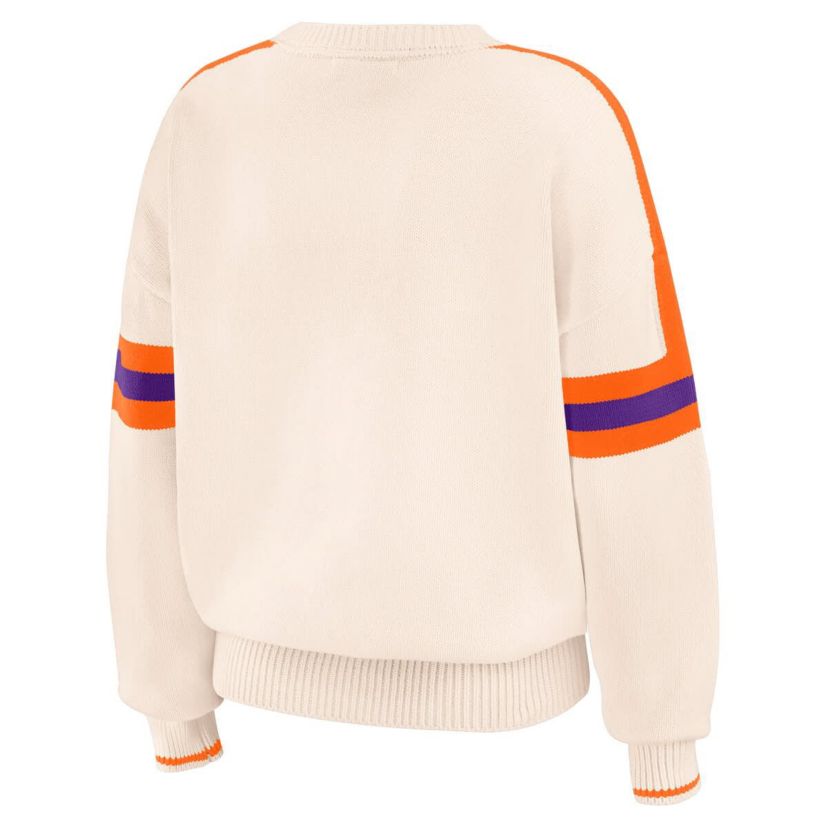 NCAA Clemson Tigers Chenille Woven Patch Stripe Pullover Sweater