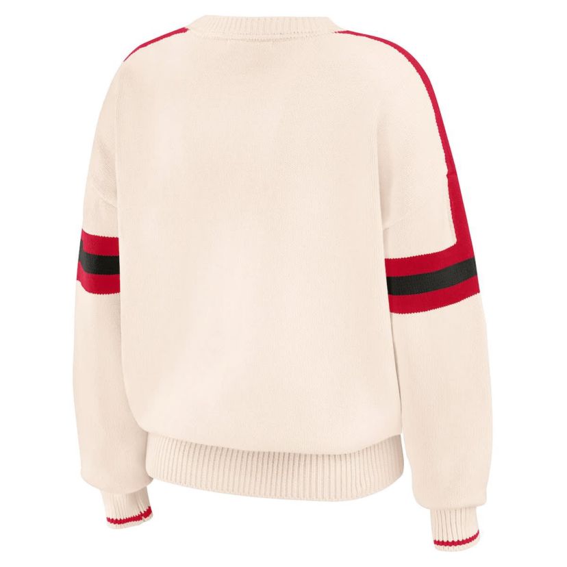 NCAA Georgia Bulldogs Chenille Woven Patch Stripe Pullover Sweater