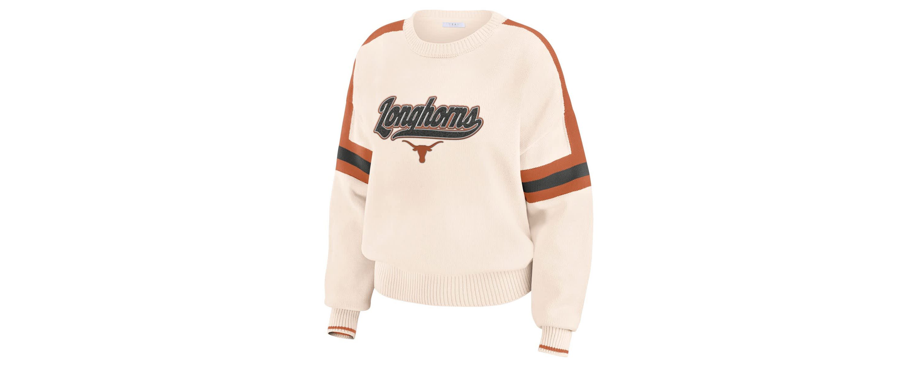 NCAA Texas Longhorns Chenille Woven Patch Stripe Pullover Sweater