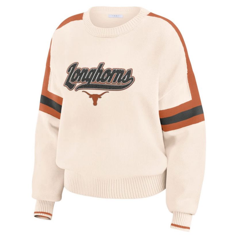 NCAA Texas Longhorns Chenille Woven Patch Stripe Pullover Sweater