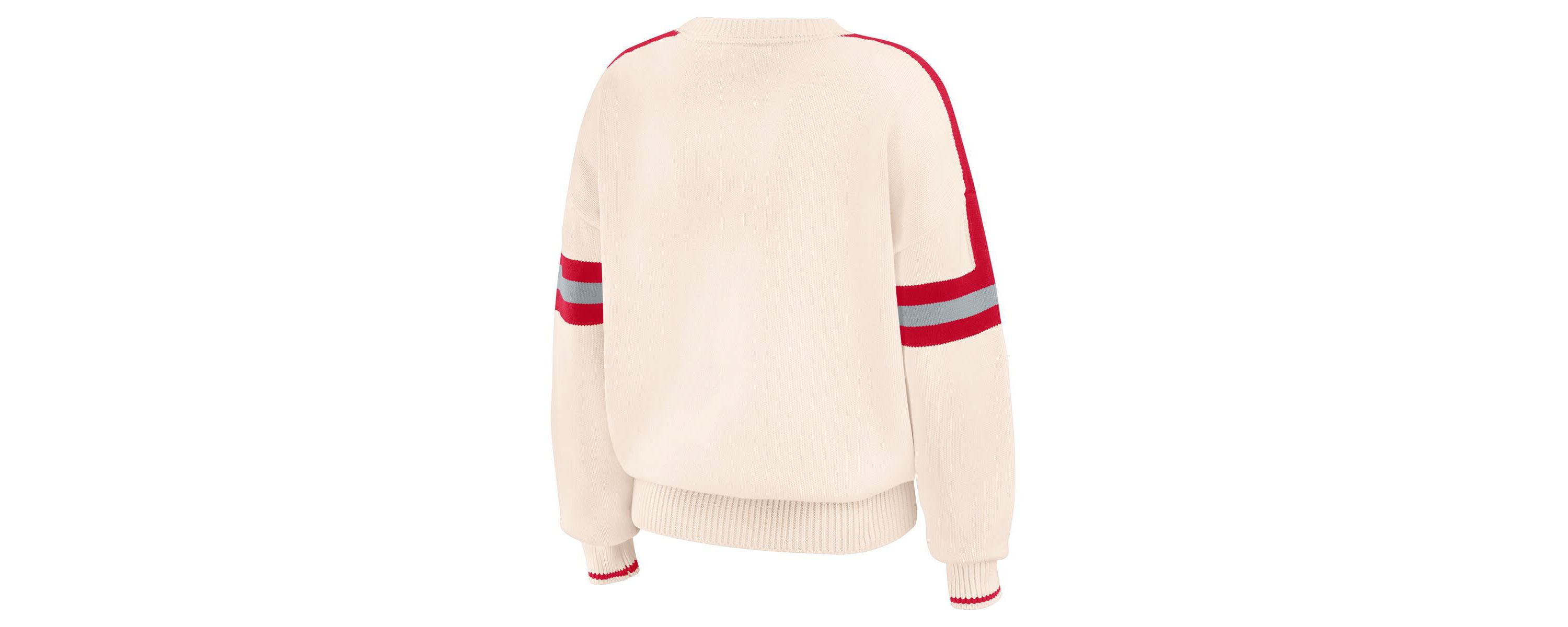 NCAA Ohio State Buckeyes Chenille Woven Patch Stripe Pullover Sweater