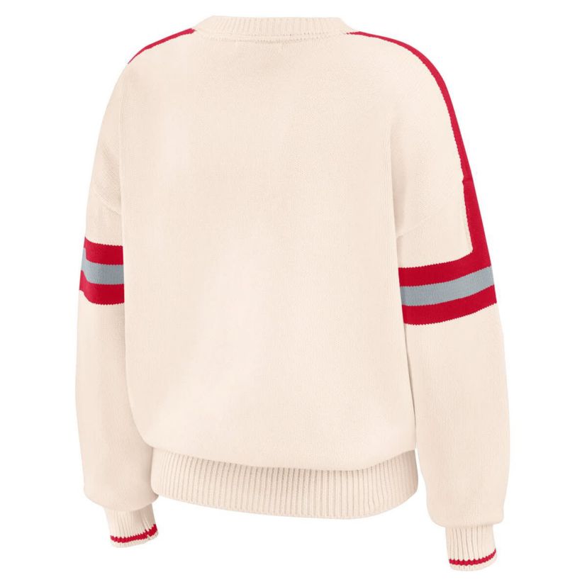 NCAA Ohio State Buckeyes Chenille Woven Patch Stripe Pullover Sweater