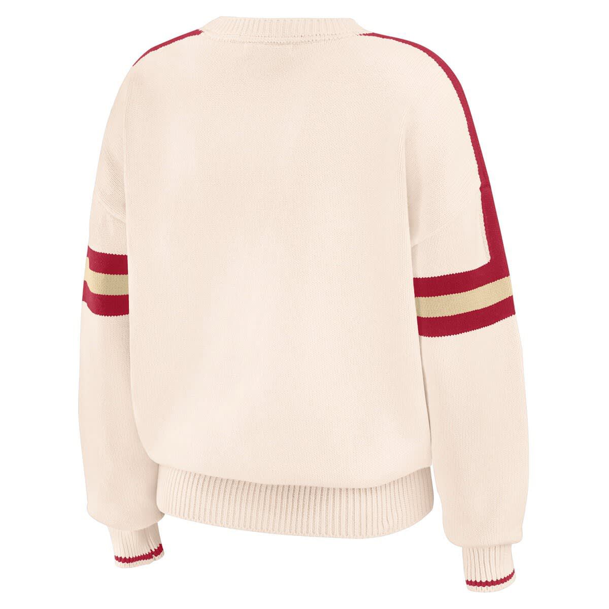 NCAA Oklahoma Sooners Chenille Woven Patch Stripe Pullover Sweater