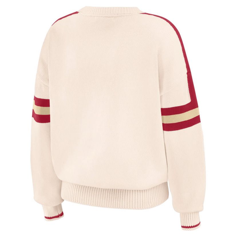 NCAA Oklahoma Sooners Chenille Woven Patch Stripe Pullover Sweater