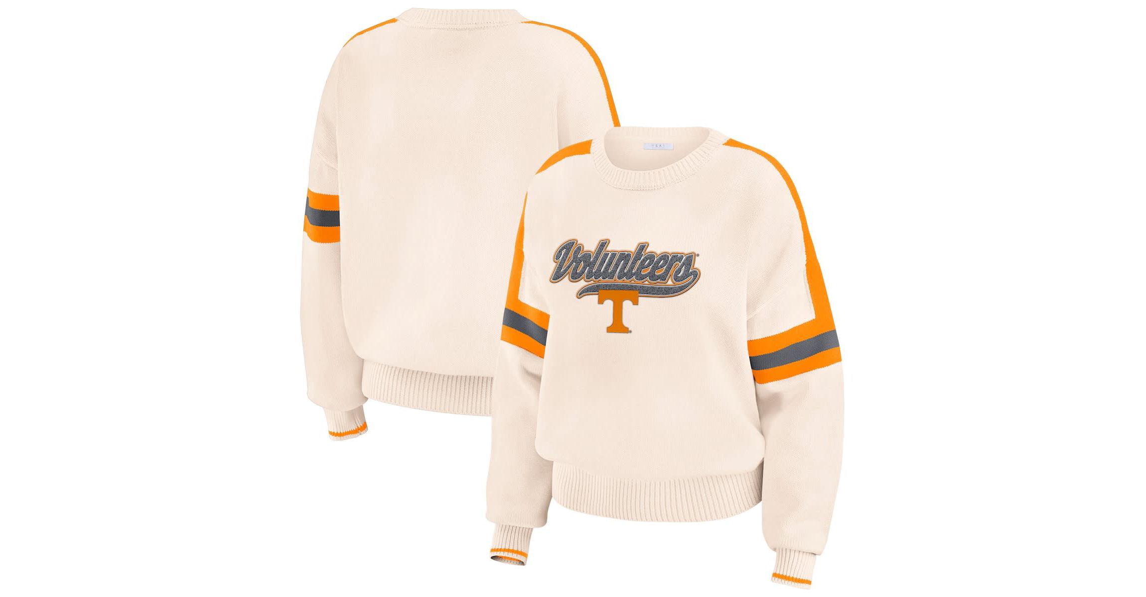 NCAA Tennessee Volunteers Chenille Woven Patch Stripe Pullover Sweater