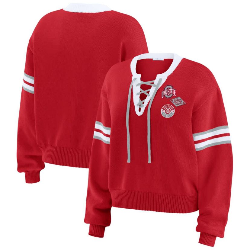 NCAA Ohio State Buckeyes Lace-Up Pullover Sweater