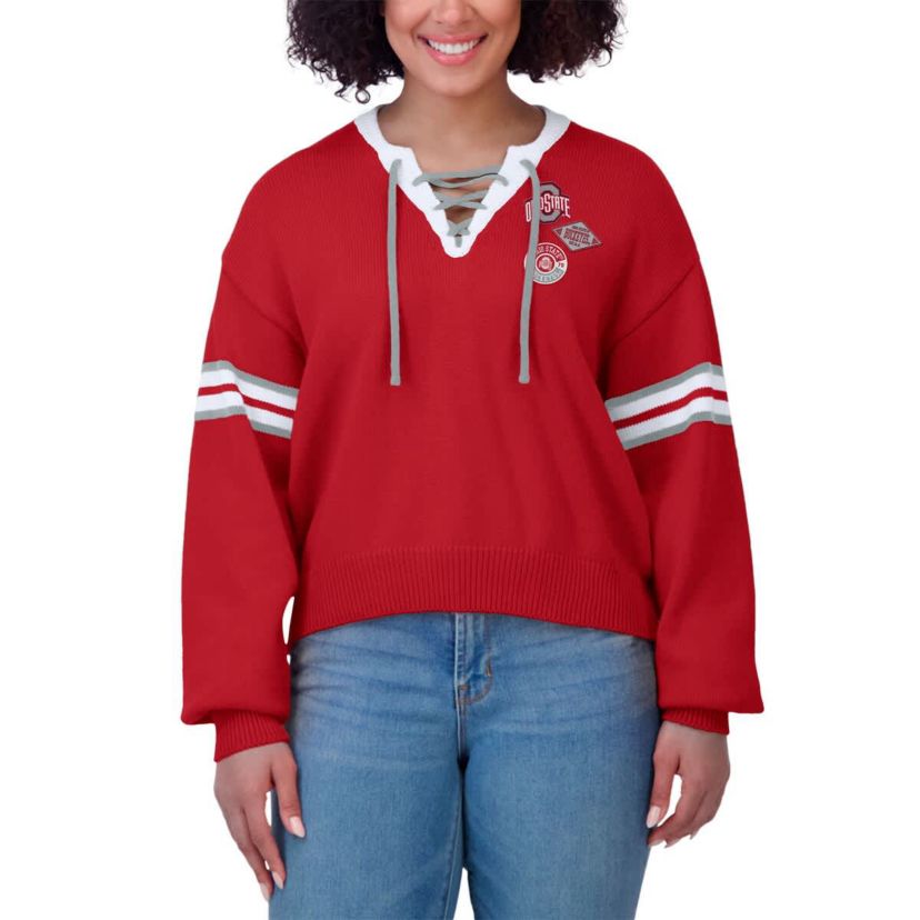 NCAA Ohio State Buckeyes Lace-Up Pullover Sweater