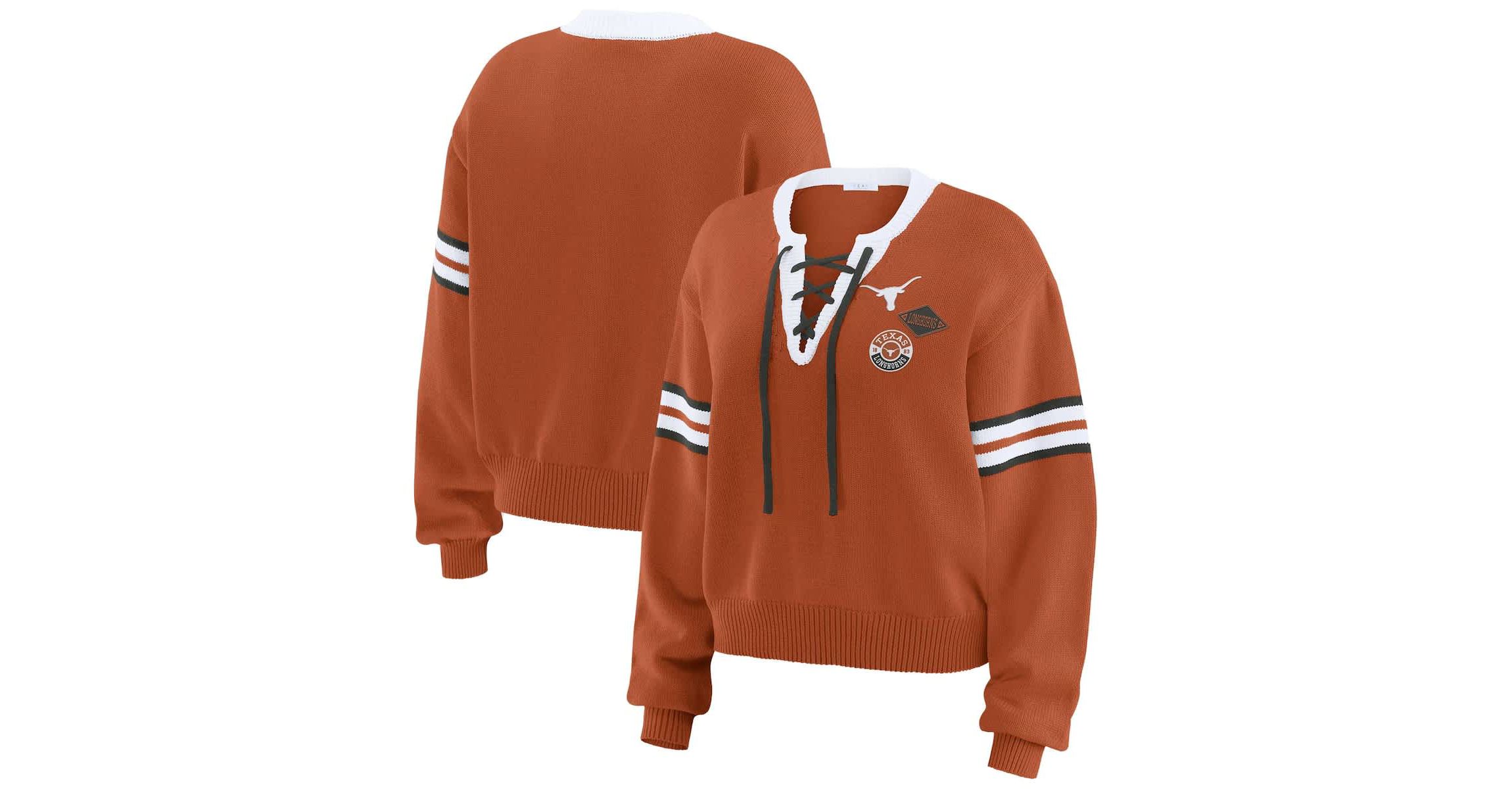 NCAA Texas Texas Longhorns Lace-Up Pullover Sweater
