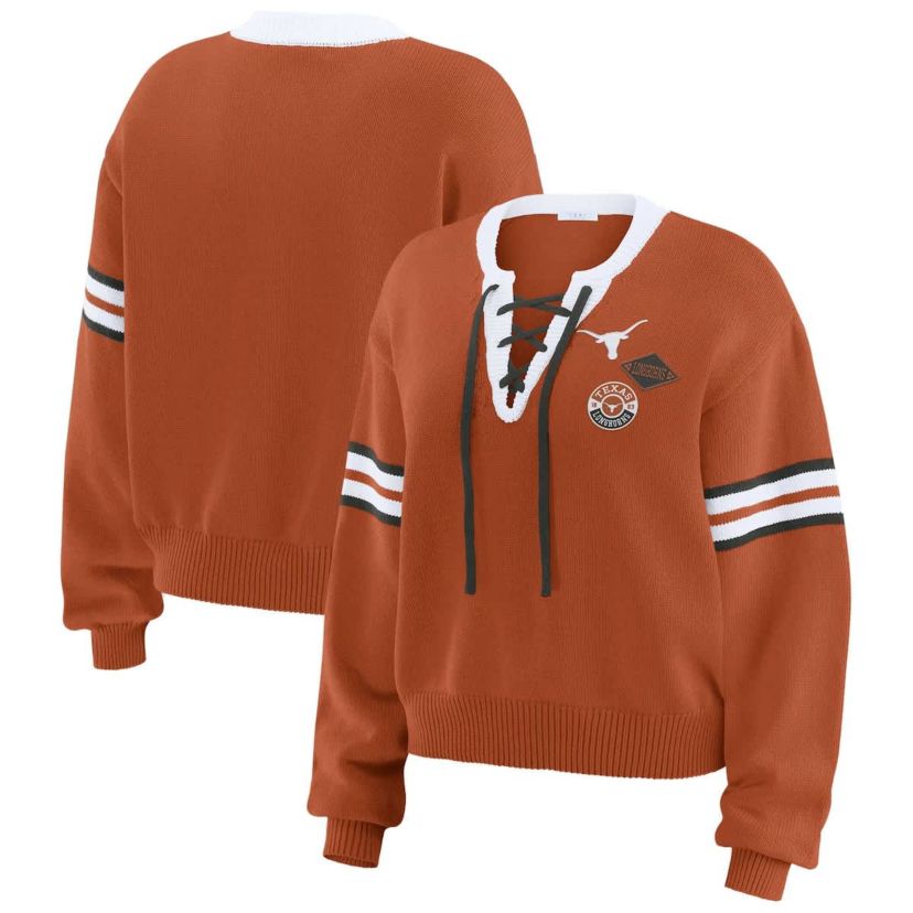 NCAA Texas Texas Longhorns Lace-Up Pullover Sweater