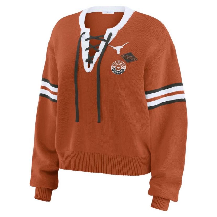 NCAA Texas Texas Longhorns Lace-Up Pullover Sweater