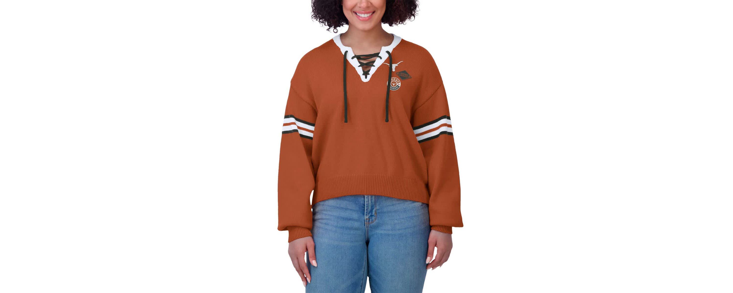 NCAA Texas Texas Longhorns Lace-Up Pullover Sweater