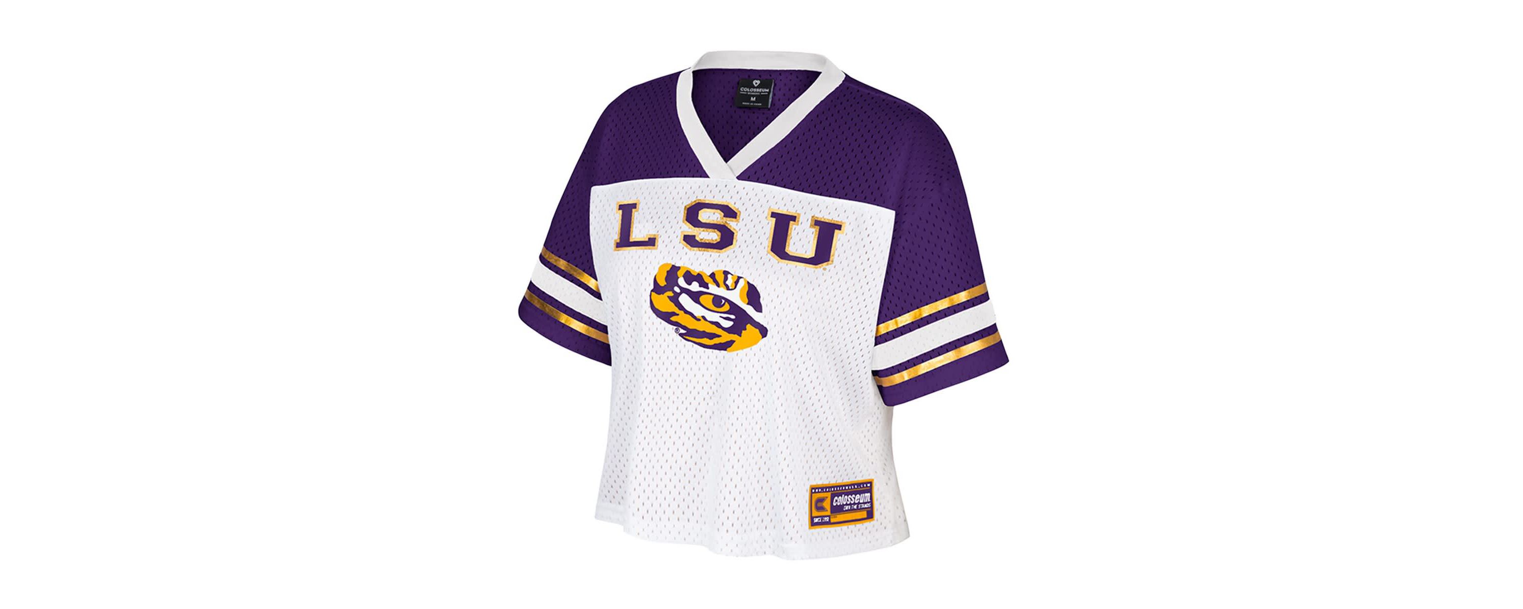 NCAA LSU Tigers Treasure Cropped Football Jersey
