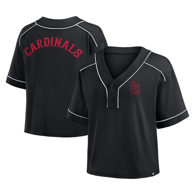 MLB Fanatics St. Louis Cardinals Oversized Champ Game Cropped V-Neck T-Shirt