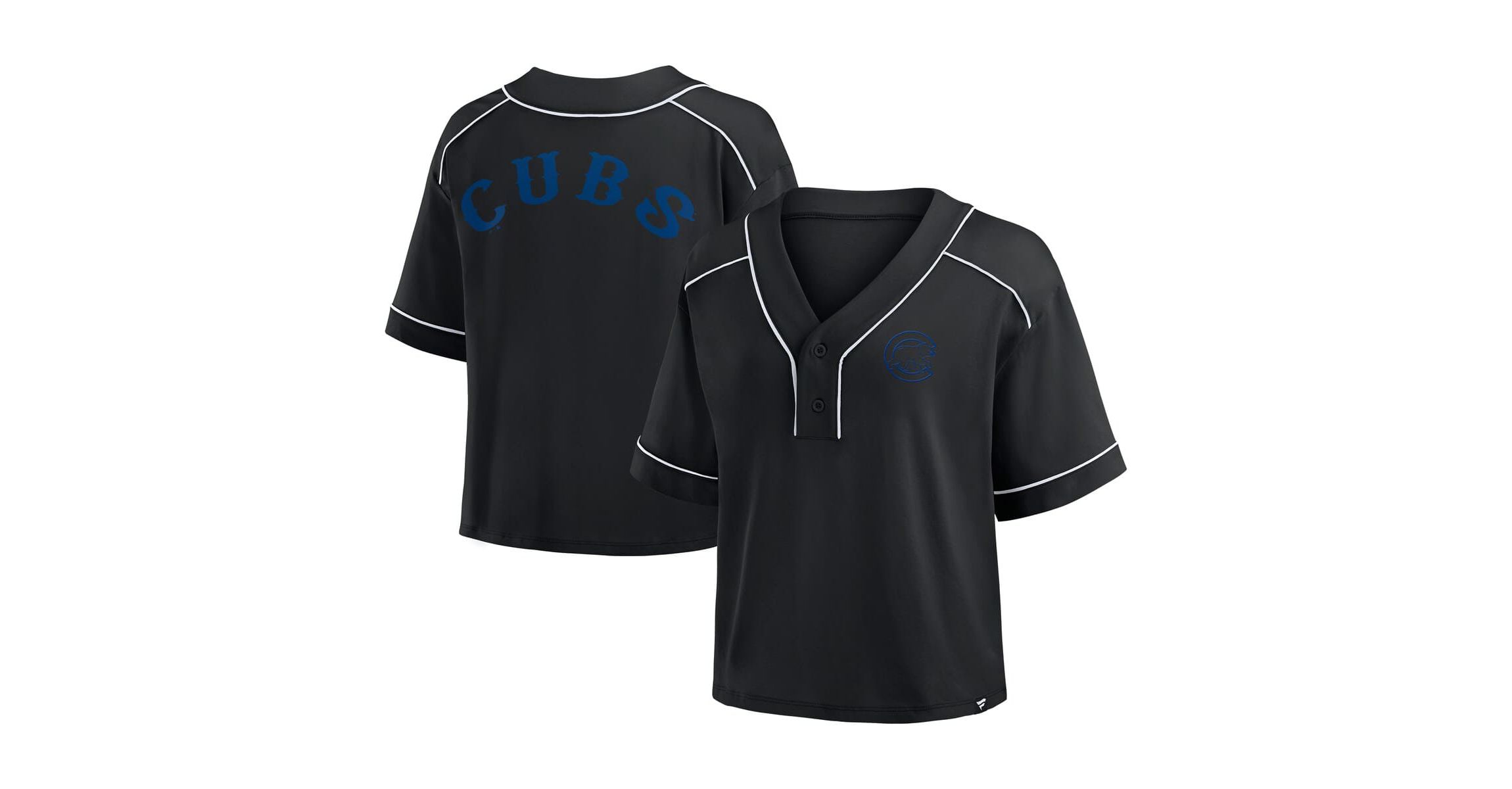 MLB Fanatics Chicago Cubs Oversized Champ Game Cropped V-Neck T-Shirt