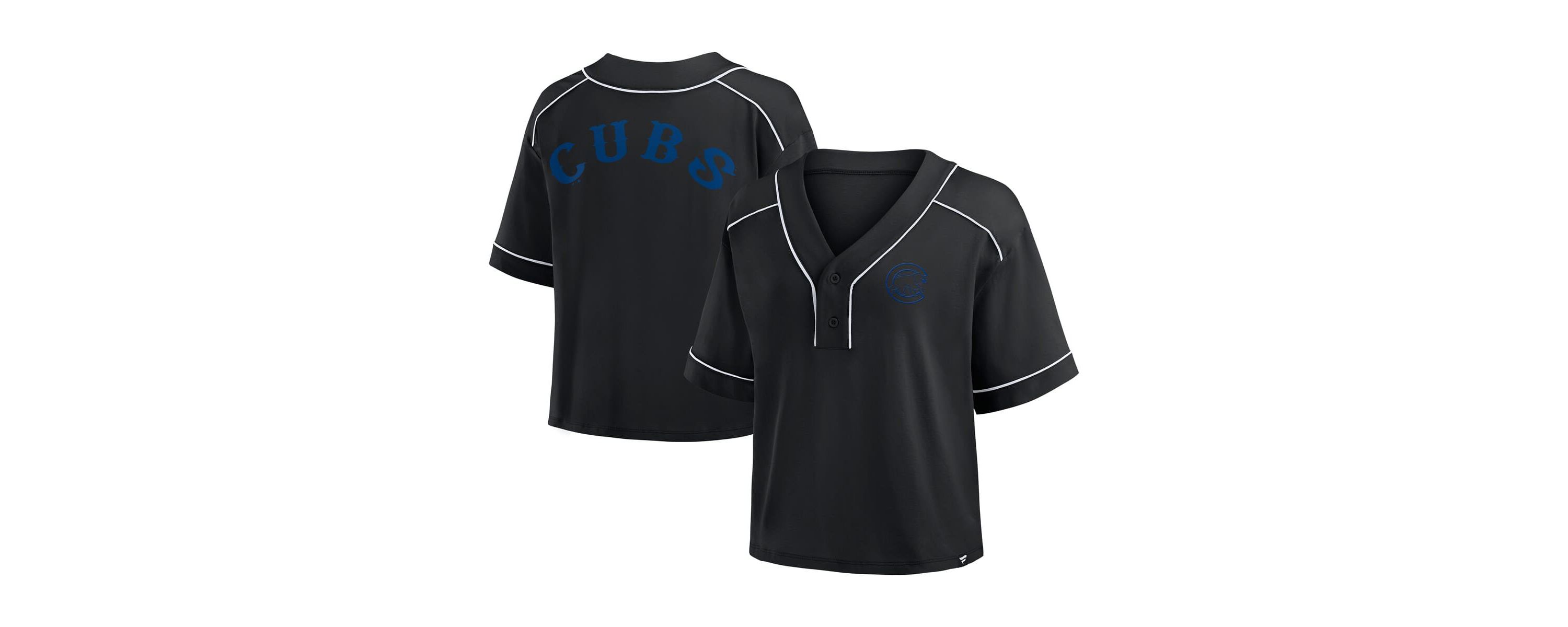 MLB Fanatics Chicago Cubs Oversized Champ Game Cropped V-Neck T-Shirt