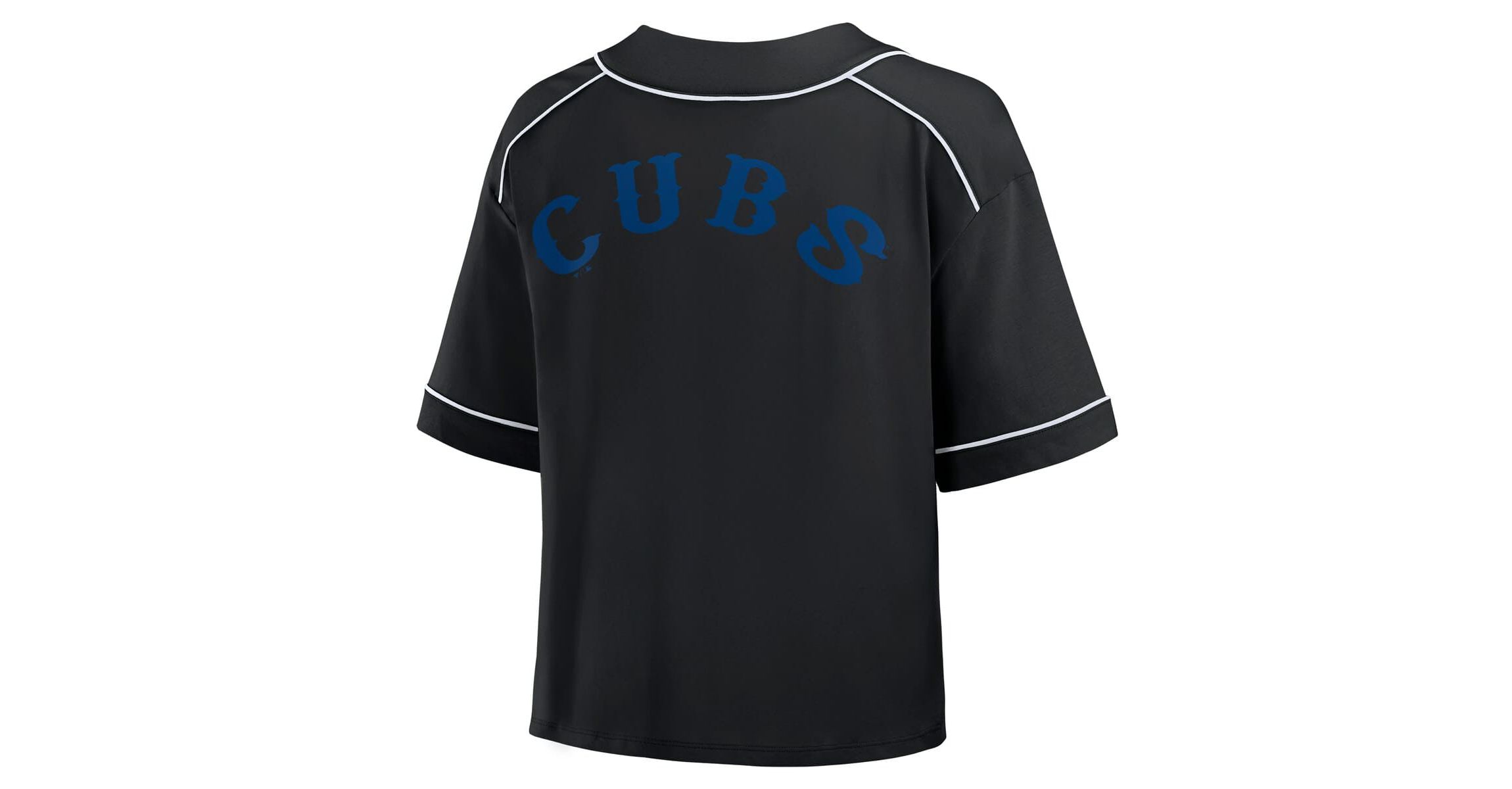 MLB Fanatics Chicago Cubs Oversized Champ Game Cropped V-Neck T-Shirt