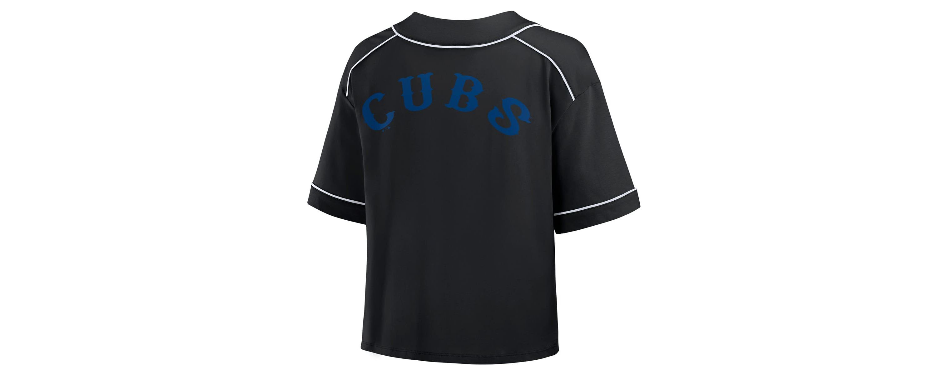 MLB Fanatics Chicago Cubs Oversized Champ Game Cropped V-Neck T-Shirt