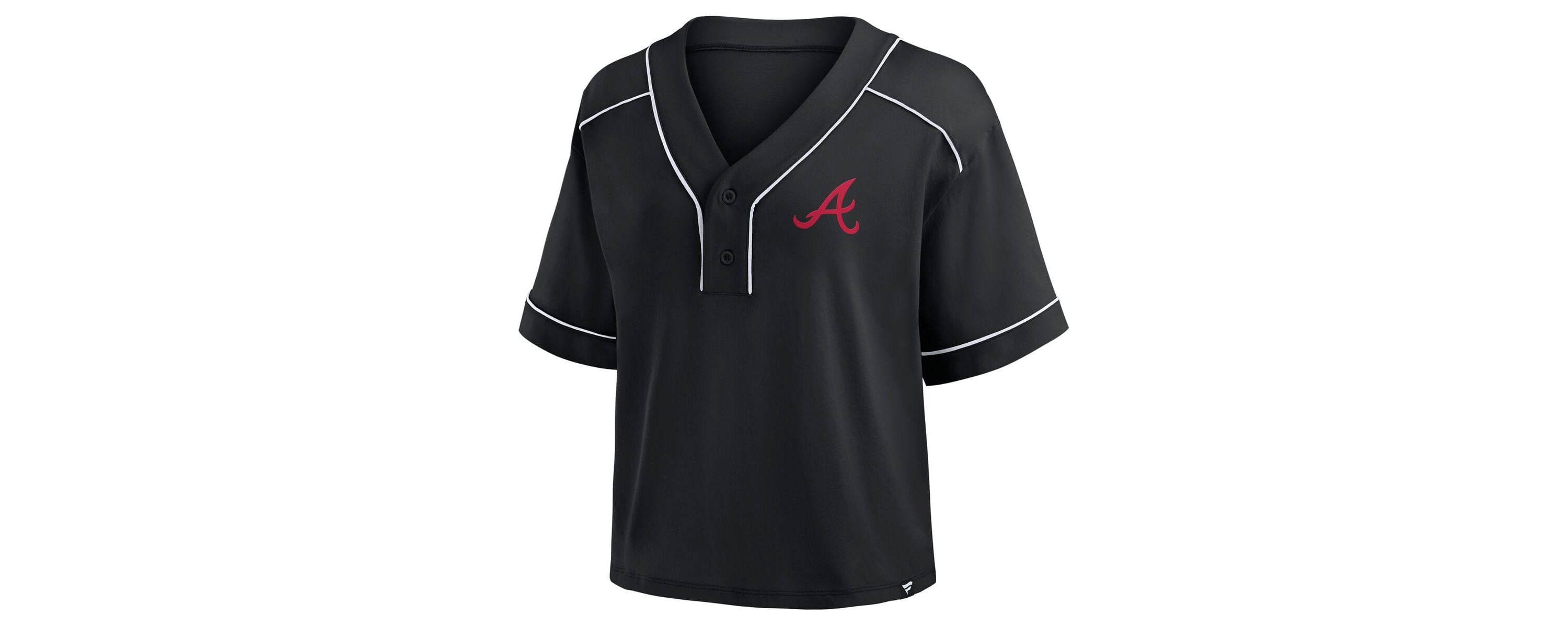 MLB Fanatics Atlanta Braves Oversized Champ Game Cropped V-Neck T-Shirt