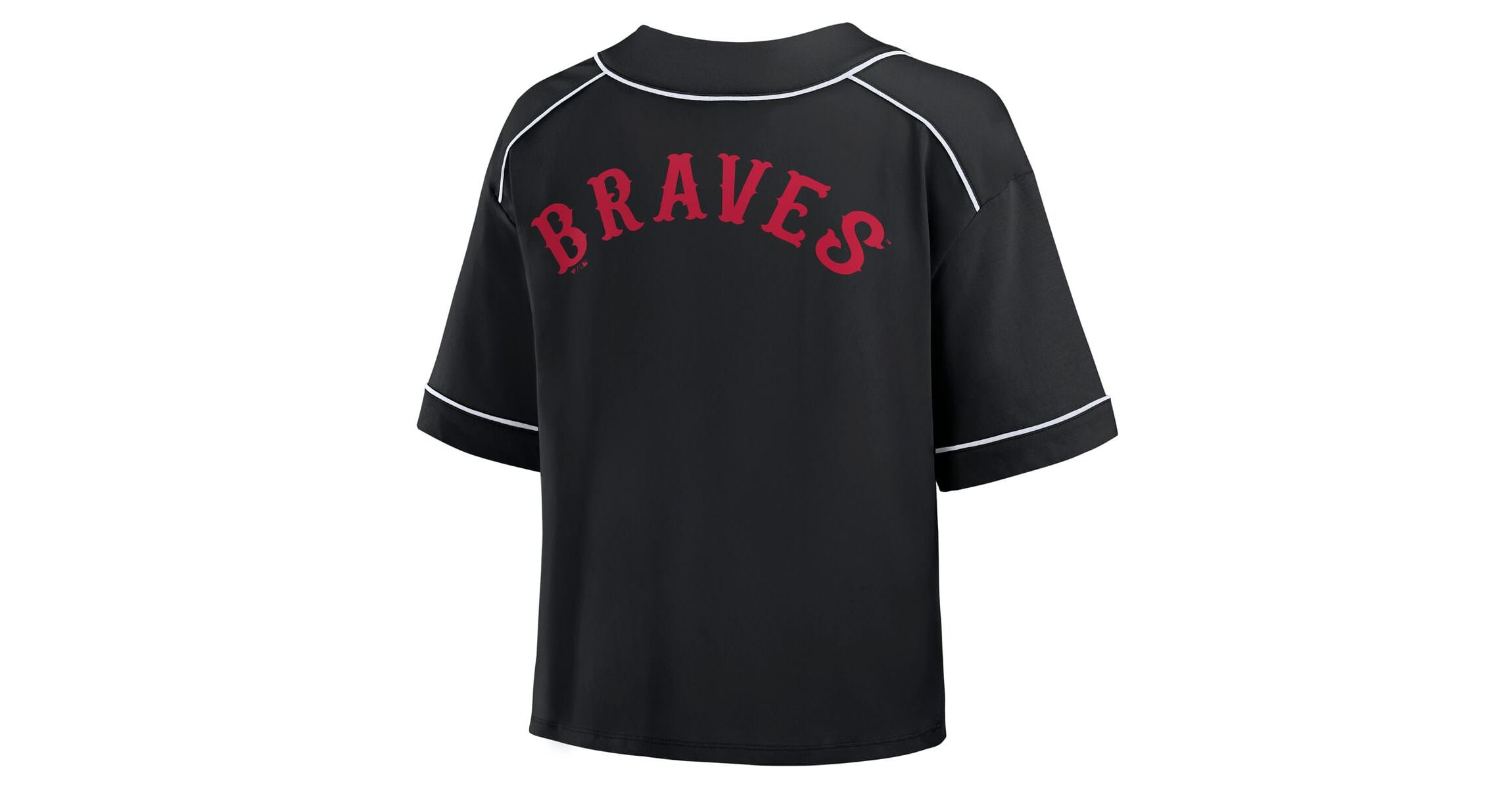 MLB Fanatics Atlanta Braves Oversized Champ Game Cropped V-Neck T-Shirt
