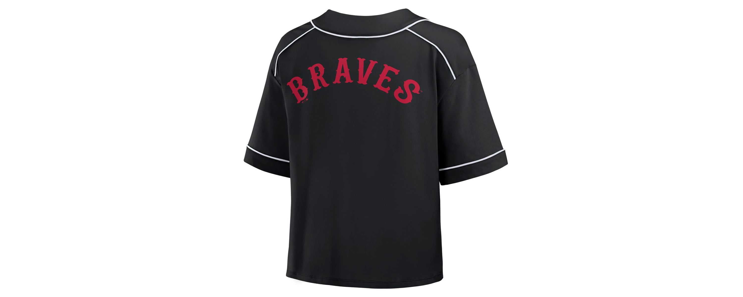 MLB Fanatics Atlanta Braves Oversized Champ Game Cropped V-Neck T-Shirt