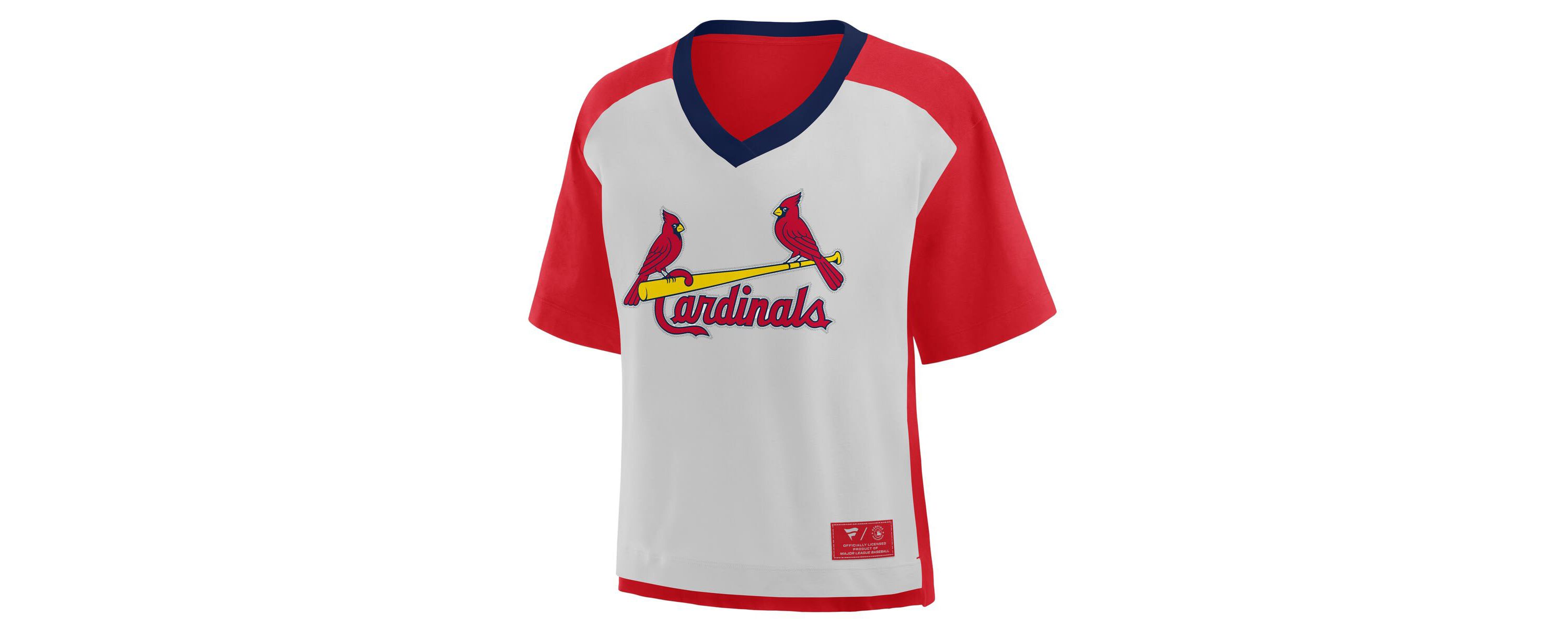 MLB Fanatics Red/Graphite St. Louis Cardinals Oversized Race To Win V-Neck T-Shirt