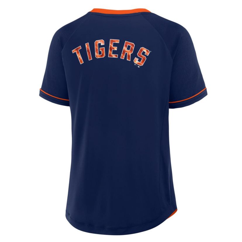 MLB Fanatics Detroit Tigers League Diva Star Raglan V-Neck T-Shirt