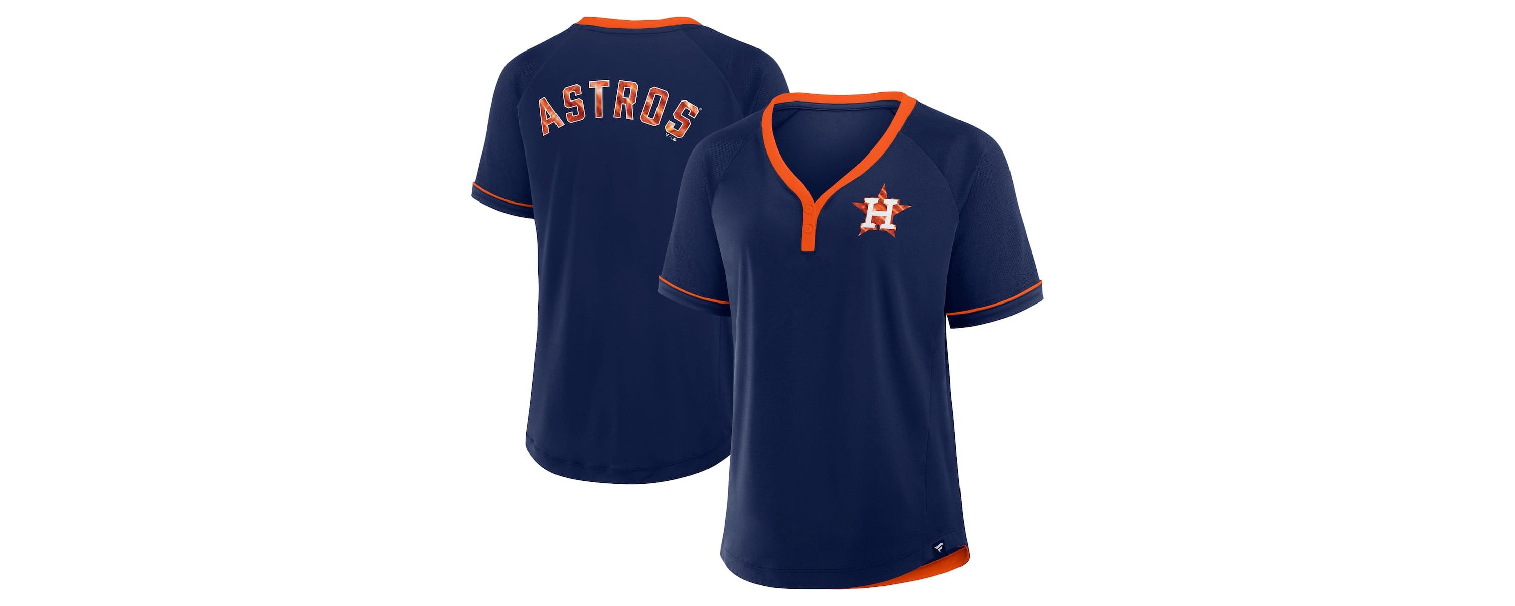 MLB Fanatics Houston Astros League Diva Star Raglan V-Neck T-Shirt
