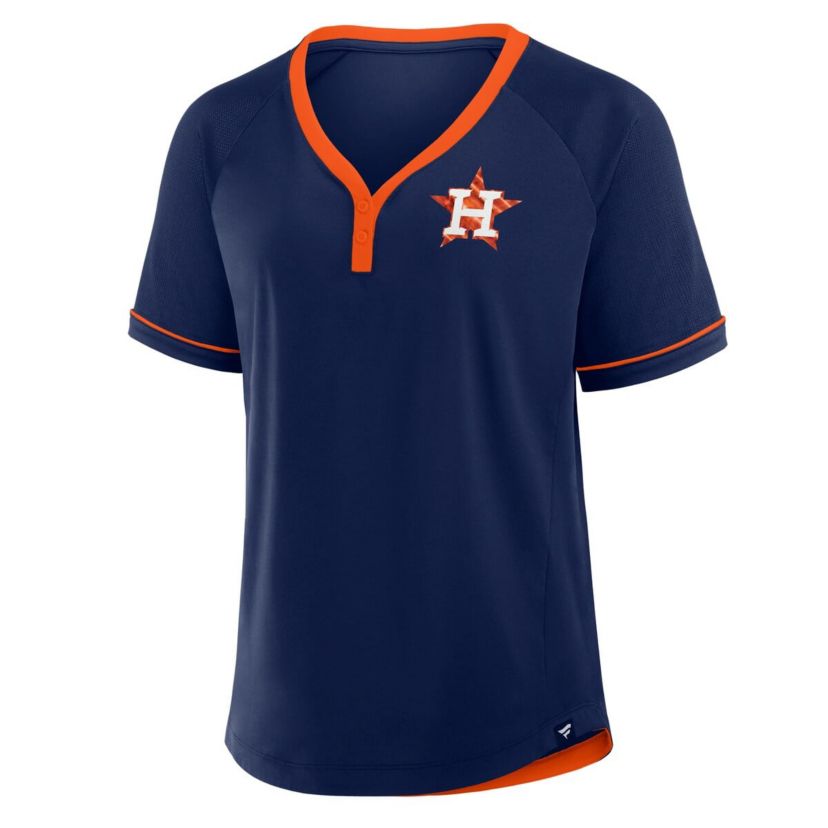 MLB Fanatics Houston Astros League Diva Star Raglan V-Neck T-Shirt