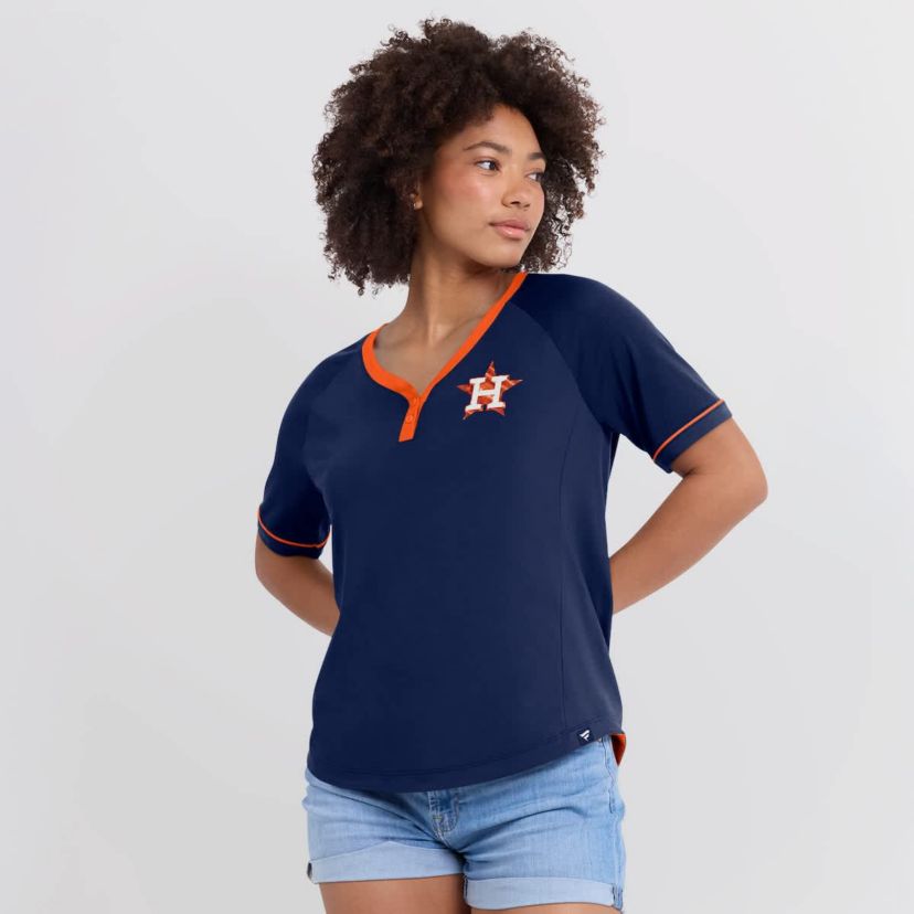MLB Fanatics Houston Astros League Diva Star Raglan V-Neck T-Shirt