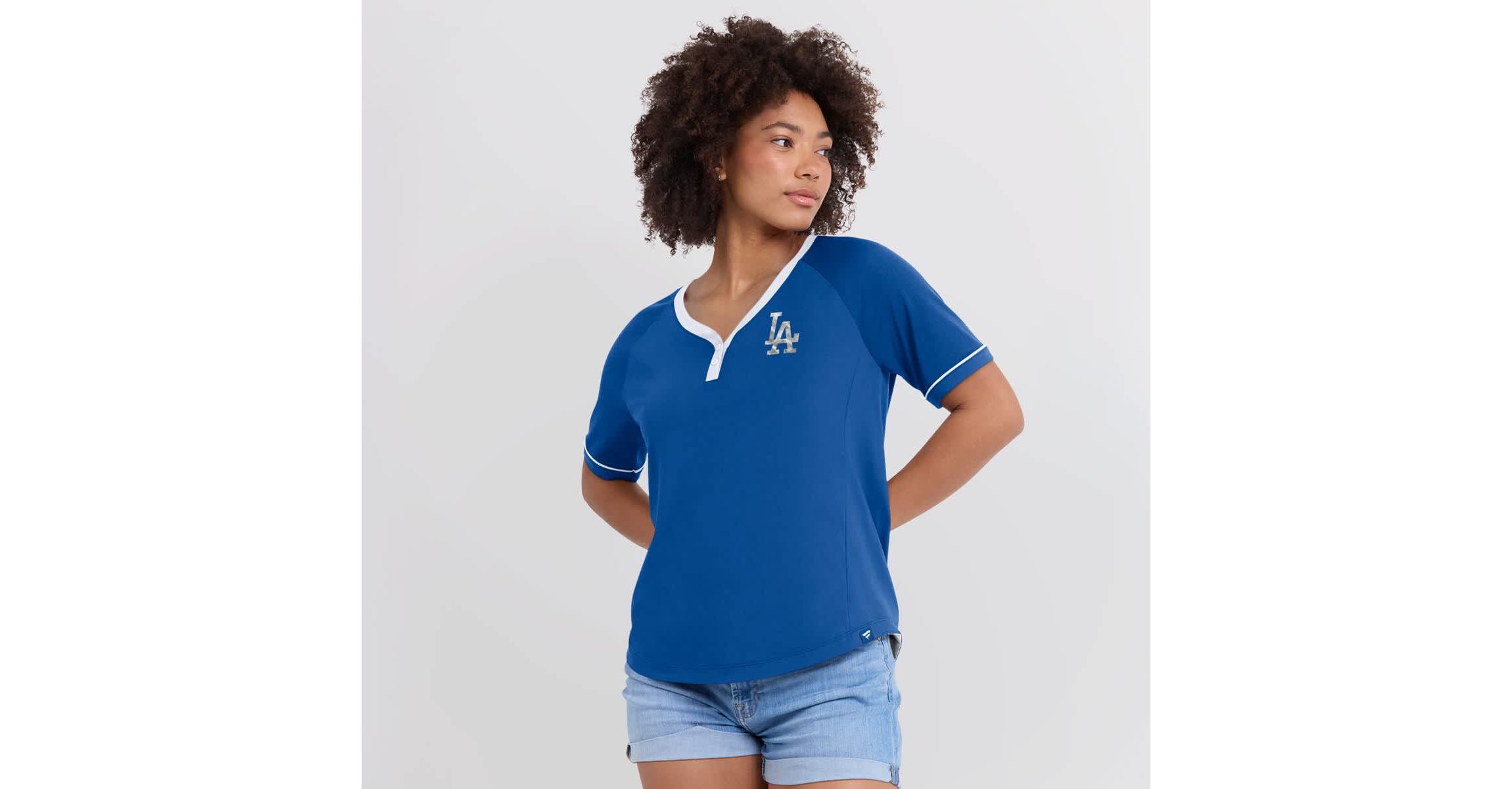 MLB Fanatics Los Angeles Dodgers League Diva Star Raglan V-Neck T-Shirt