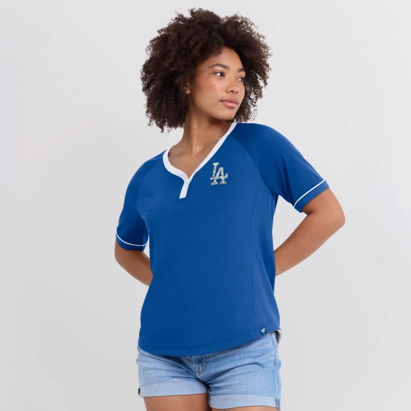 MLB Fanatics Los Angeles Dodgers League Diva Star Raglan V-Neck T-Shirt