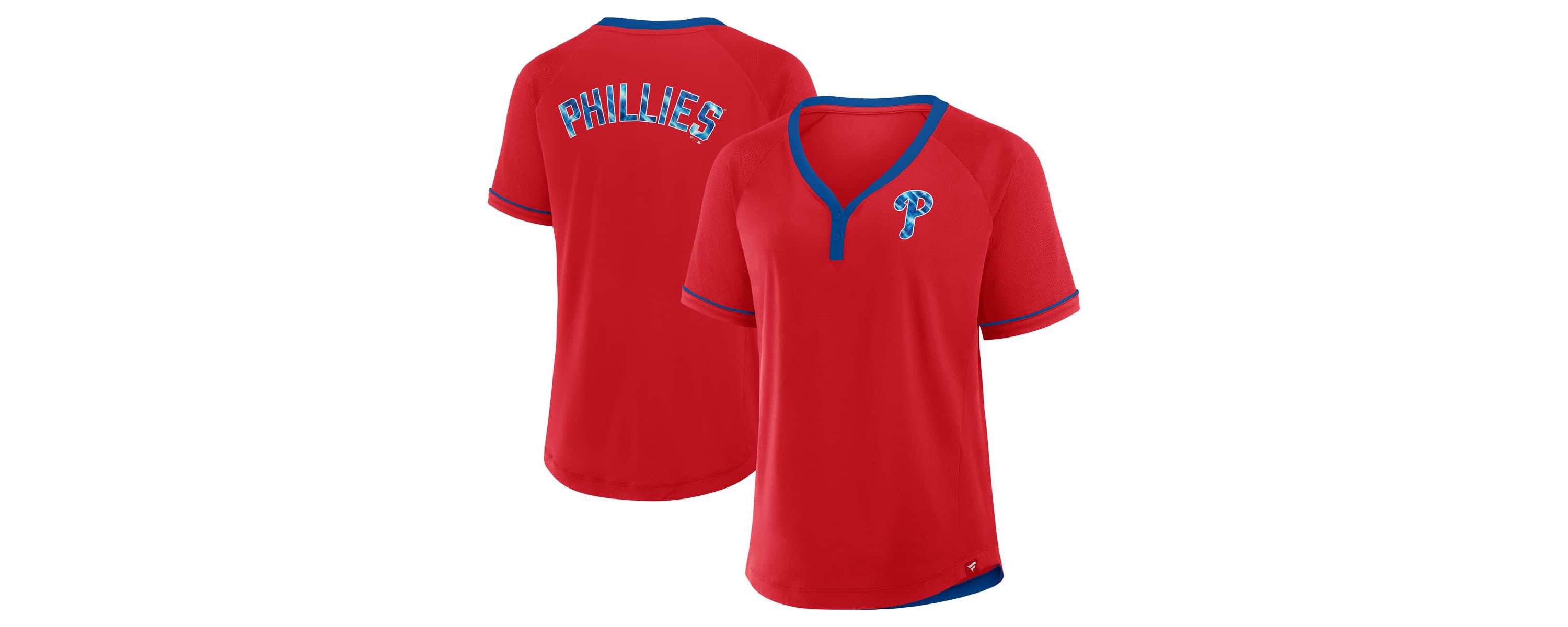 MLB Fanatics Philadelphia Phillies League Diva Star Raglan V-Neck T-Shirt
