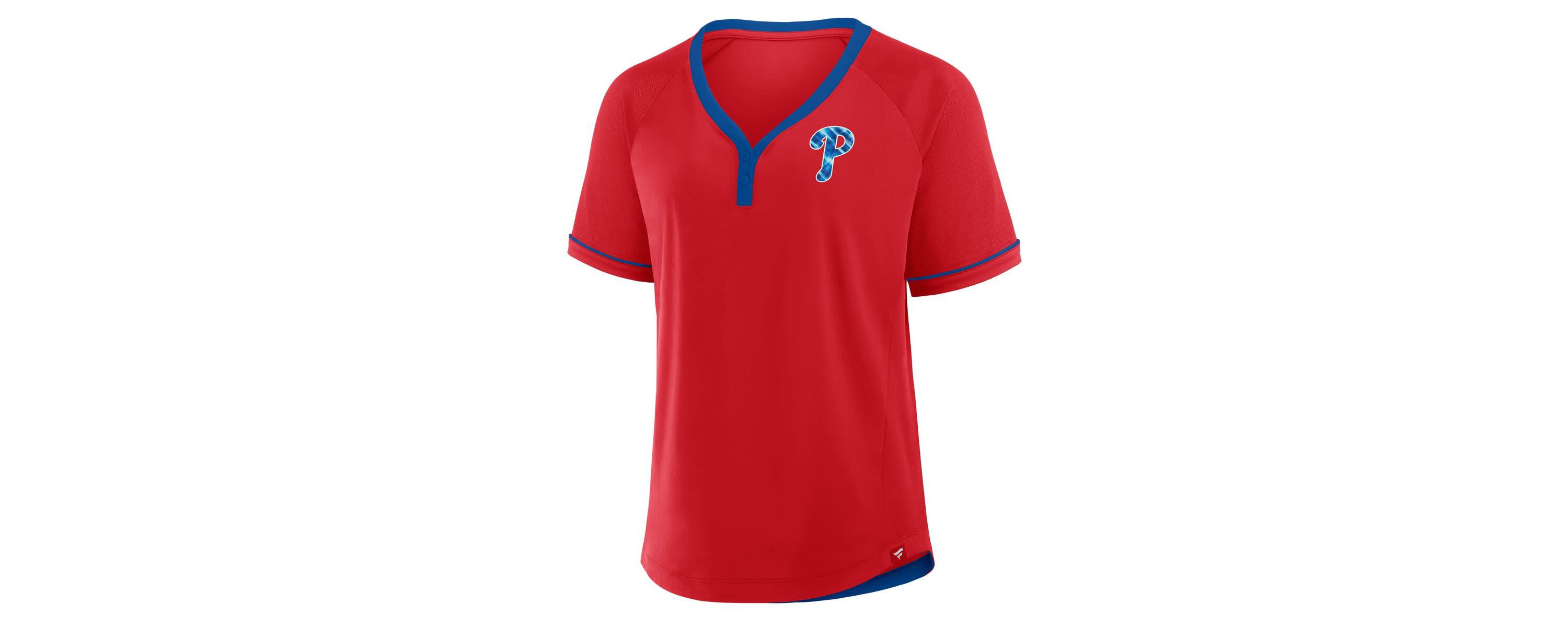 MLB Fanatics Philadelphia Phillies League Diva Star Raglan V-Neck T-Shirt