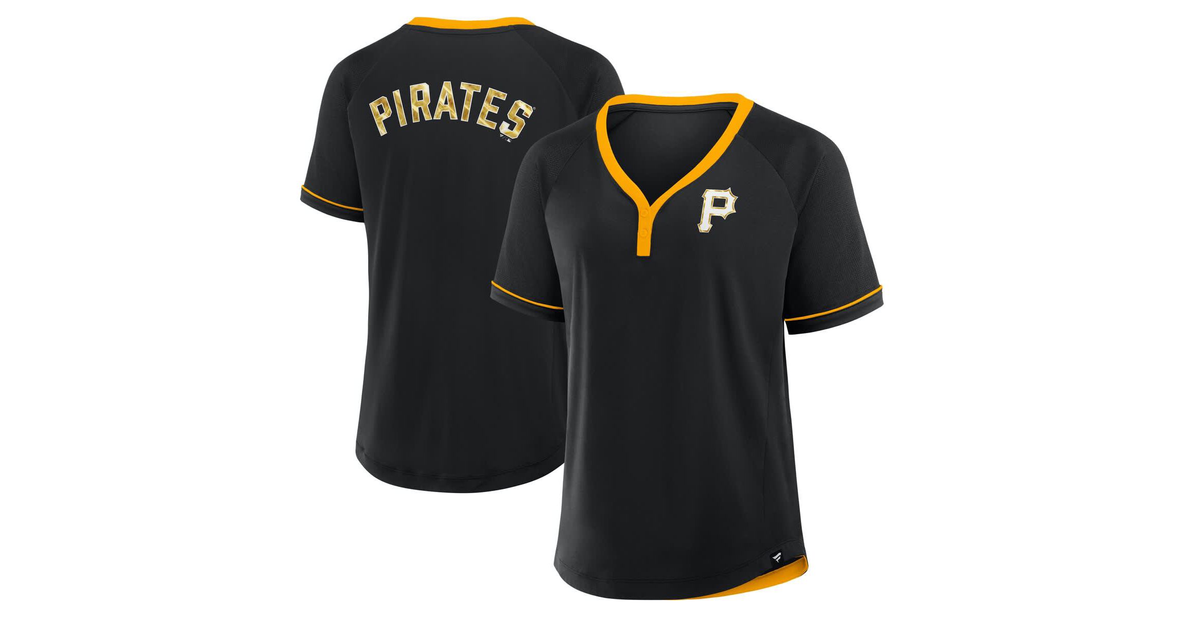 MLB Fanatics Pittsburgh Pirates League Diva Star Raglan V-Neck T-Shirt