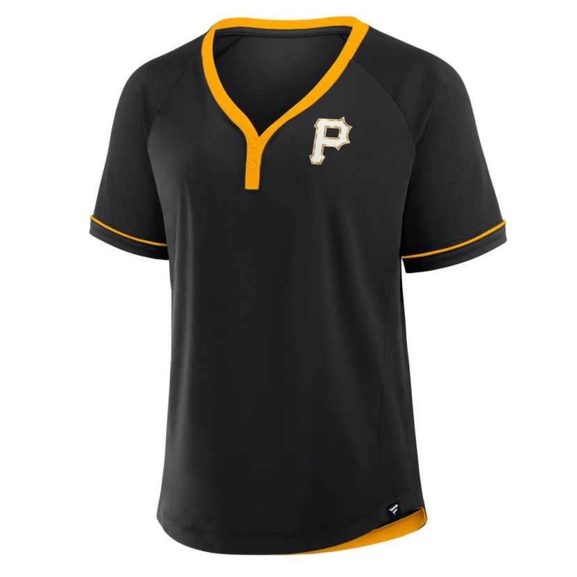 MLB Fanatics Pittsburgh Pirates League Diva Star Raglan V-Neck T-Shirt
