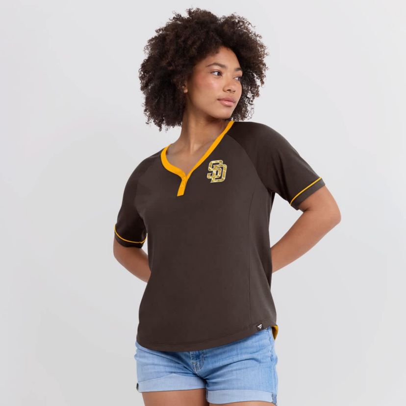 MLB Fanatics San Diego Padres League Diva Star Raglan V-Neck T-Shirt