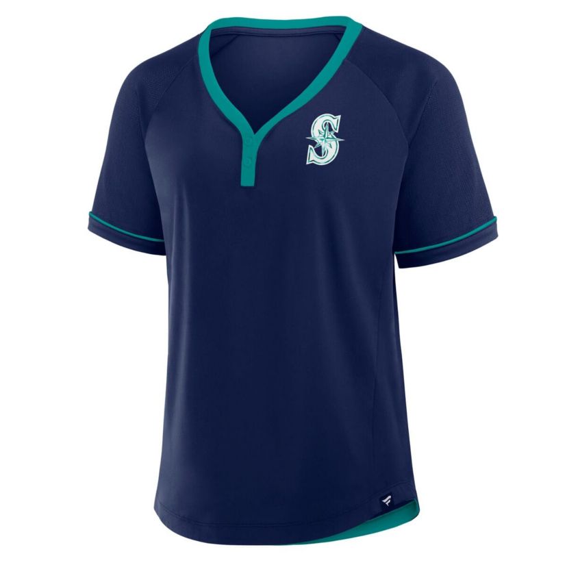 MLB Fanatics Seattle Mariners League Diva Star Raglan V-Neck T-Shirt